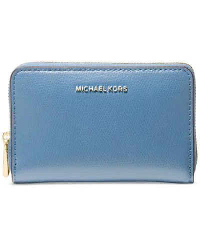 Michael Kors Michael  Jet Set Small Zip Around Card Case In Blue