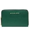 Michael Kors Michael  Jet Set Small Zip Around Card Case In Bosco