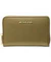 Michael Kors Michael  Jet Set Small Zip Around Card Case In Green