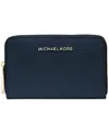 Michael Kors Michael  Jet Set Small Zip Around Card Case In Navy