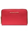 Michael Kors Michael  Jet Set Small Zip Around Card Case In Red