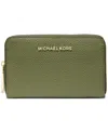 Michael Kors Michael  Jet Set Small Zip Around Card Case In Smokey Oli