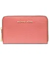 Michael Kors Michael  Jet Set Small Zip Around Card Case In Sunset Rose
