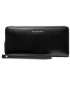 Michael Kors Jet Set Travel Large Leather Continental Wallet In Black