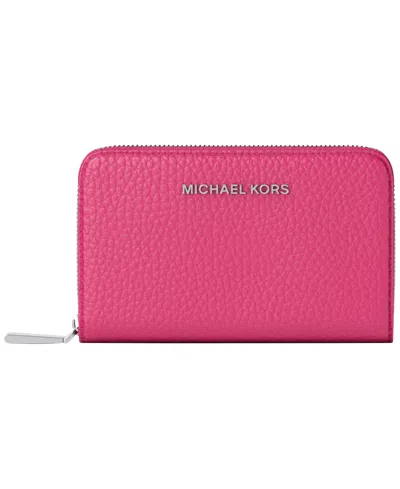 Michael Kors Michael  Jet Set Zip Around Card Case In Pink
