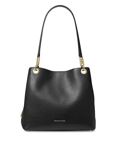 Michael Kors Michael  Kensington Large Leather Shoulder Tote In Black