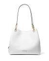 Michael Kors Michael  Kensington Large Leather Shoulder Tote In Optic Whit