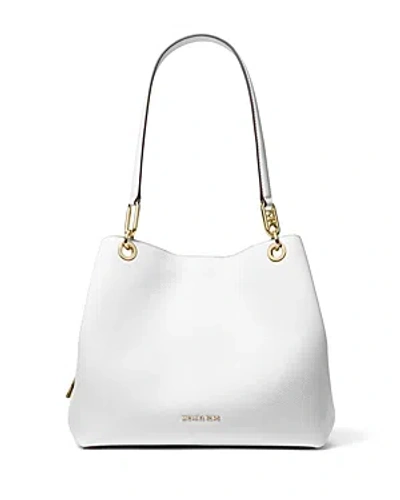 Michael Kors Michael  Kensington Large Leather Shoulder Tote In Optic White