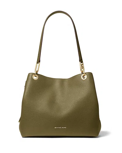Michael Kors Michael  Kensington Large Leather Shoulder Tote In Safari Green
