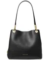 Michael Kors Michael  Kensington Large Leather Shoulder Tote In Black