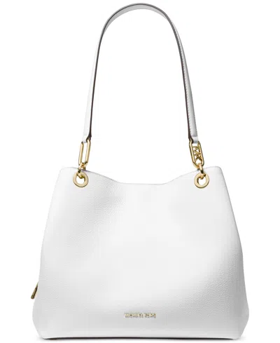 Michael Kors Michael  Kensington Large Leather Tote In Optic Whit