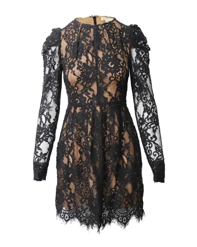 Michael Kors Michael  Lace Mini Dress In Black Cotton