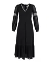 Michael Kors Michael  Lace-trimmed Midi Dress In Black Silk In Black