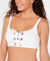 Michael Kors Michael  Lace-up Bikini Top In White