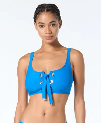 Michael Kors Michael  Lace-up Bikini Top In Blue