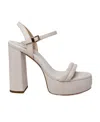 Michael Kors Cream Leather Laci Sandals In Gray