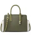 Michael Kors Michael  Laila Medium Color-block Leather Satchel In Green