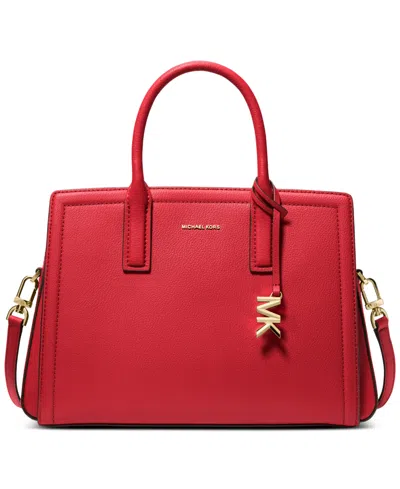Michael Kors Michael  Laila Medium Leather Crossbody Satchel In Red