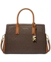 Michael Kors Michael  Laila Medium Signature Logo Satchel In Brown