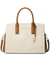 Michael Kors Michael  Laila Medium Leather Crossbody Satchel In Vanilla,acorn