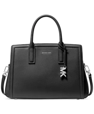 Michael Kors Michael  Laila Medium Leather Satchel In Black