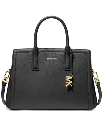 Michael Kors Michael  Laila Medium Leather Satchel In Black,gold