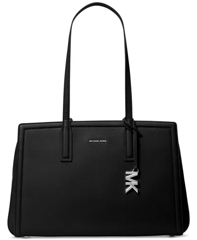 Michael Kors Michael  Laila Medium Leather Tote Bag In Black