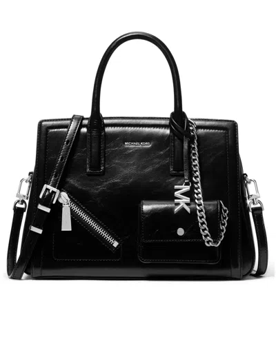 Michael Kors Michael  Laila Small Center Zip Satchel Bag In Black