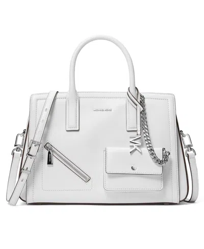 Michael Kors Michael  Laila Small Center Zip Satchel Bag In White