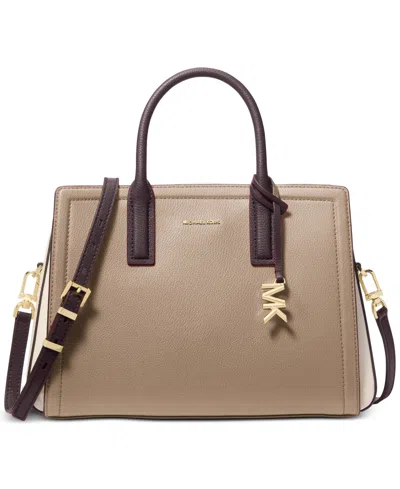 Michael Kors Michael  Laila Small Leather Satchel In Beige