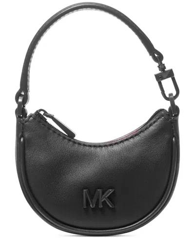 Michael Kors Michael  Leather Bag Charm In Black
