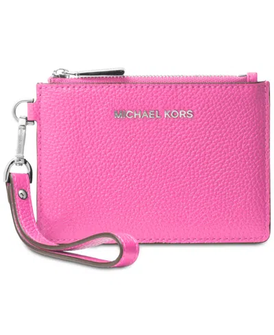 Michael Kors Michael  Leather Jet Set Small Coin Purse In Cerise