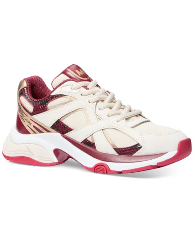 Michael Kors Michael  Leo Lace-up Trainer Sneakers In Deep Red