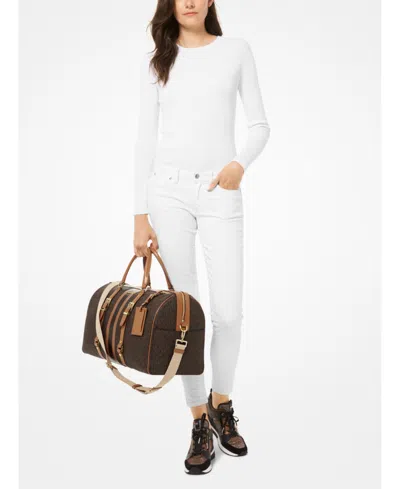 Michael Kors Michael  Logo Bedford Travel Extra Large Weekender In Brown,acorn,gold