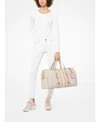 Michael Kors Michael  Logo Bedford Travel Extra Large Weekender In Vanilla,soft Pink,gold
