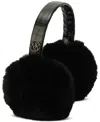 Michael Kors Michael  Logo Charm Croc-embossed Fuzzy Ear Warmers In Black