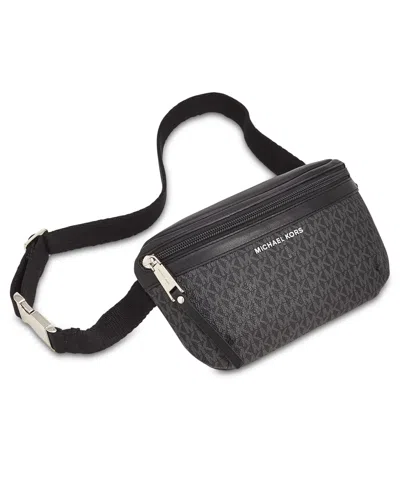 Michael Kors Michael  Logo Plus-size Fanny Pack, Created For Macys In Black Logo,silver