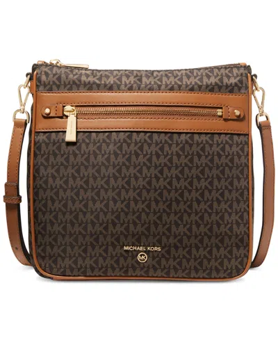 Michael Kors Michael  Logo Jet Set Charm Small North South Crossbody In Brown,acorn