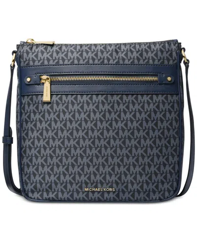 Michael Kors Michael  Logo Jet Set Charm Small North South Crossbody In Admiral,pale Blue