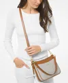 Michael Kors Michael  Logo Jet Set Charm Top Zip Pochette Shoulder Bag In Vanilla,acorn