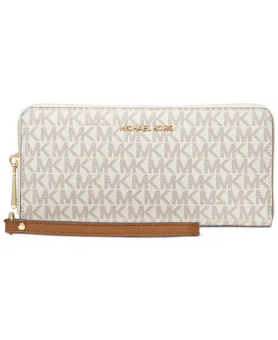 Michael Kors Michael  Logo Jet Set Travel Continental In Vanilla
