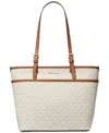 Michael Kors Michael  Logo Jet Set East West Top Zip Tote In Vanilla,acorn