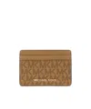 Michael Kors Logo Compact Card Holder In Brown