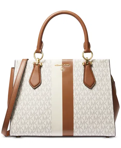 Michael Kors Michael  Logo Marilyn Medium Satchel In Brown