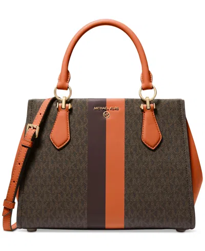 Michael Kors Michael  Logo Marilyn Medium Stripe Satchel In Multi