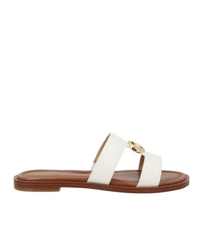 Michael Kors Michael  Logo Plaque Slip-on Slides In White
