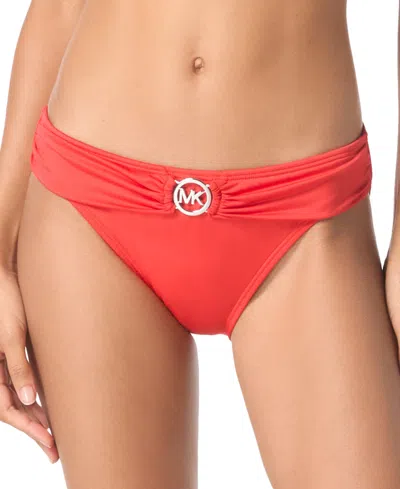 Michael Kors Michael  Logo Ring Halter Bikini Top Bikini Bottoms Created For Macys In White
