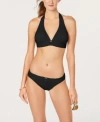 Michael Kors Michael  Logo Ring Halter Bikini Top Bikini Bottoms Created For Macys In Black