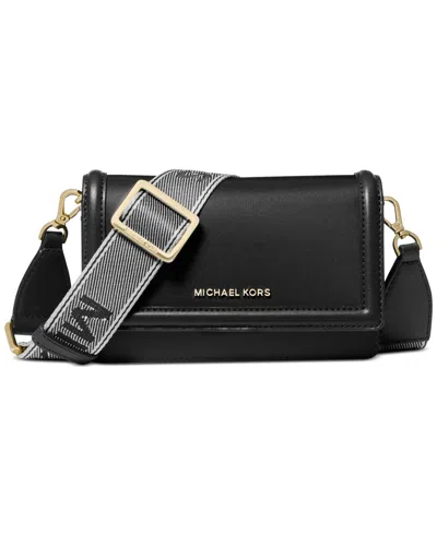 Michael Kors Michael  Logo Mini Nylon Crossbody With Webbing Strap In Black