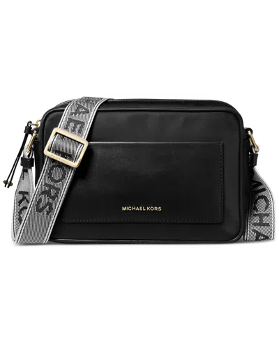 Michael Kors Michael  Logo Small Nylon Crossbody With Webbing Strap In Black